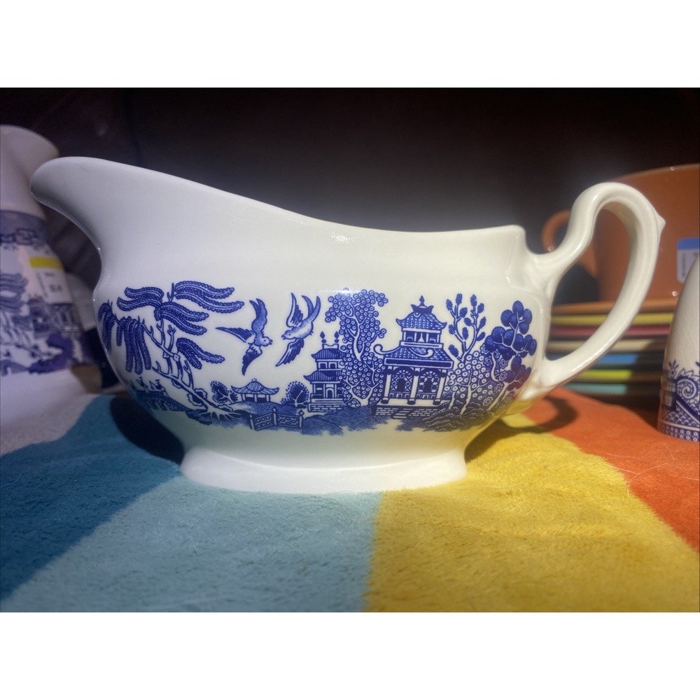 Staffordshire Blue willow Gravy Boat